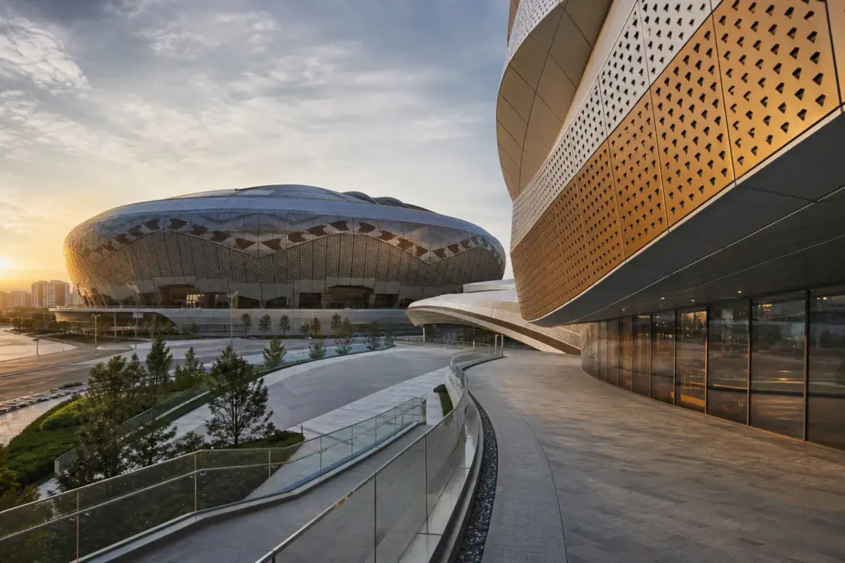 Алюминий қаптама панельдері — perforated aluminum panel, double curved aluminum panel, stadium facade, shopping mall cladding | BRD Kazakhstan